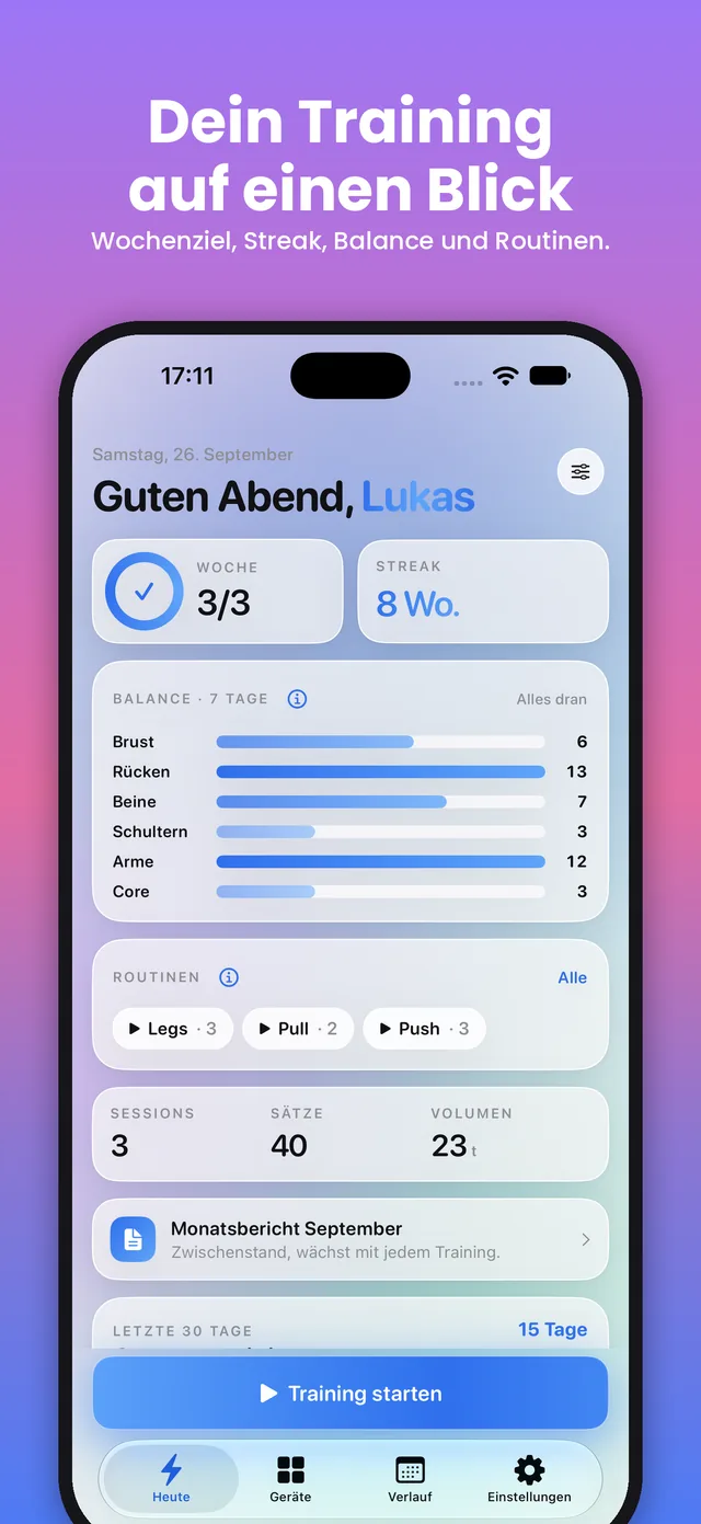 GymTracker: Heute