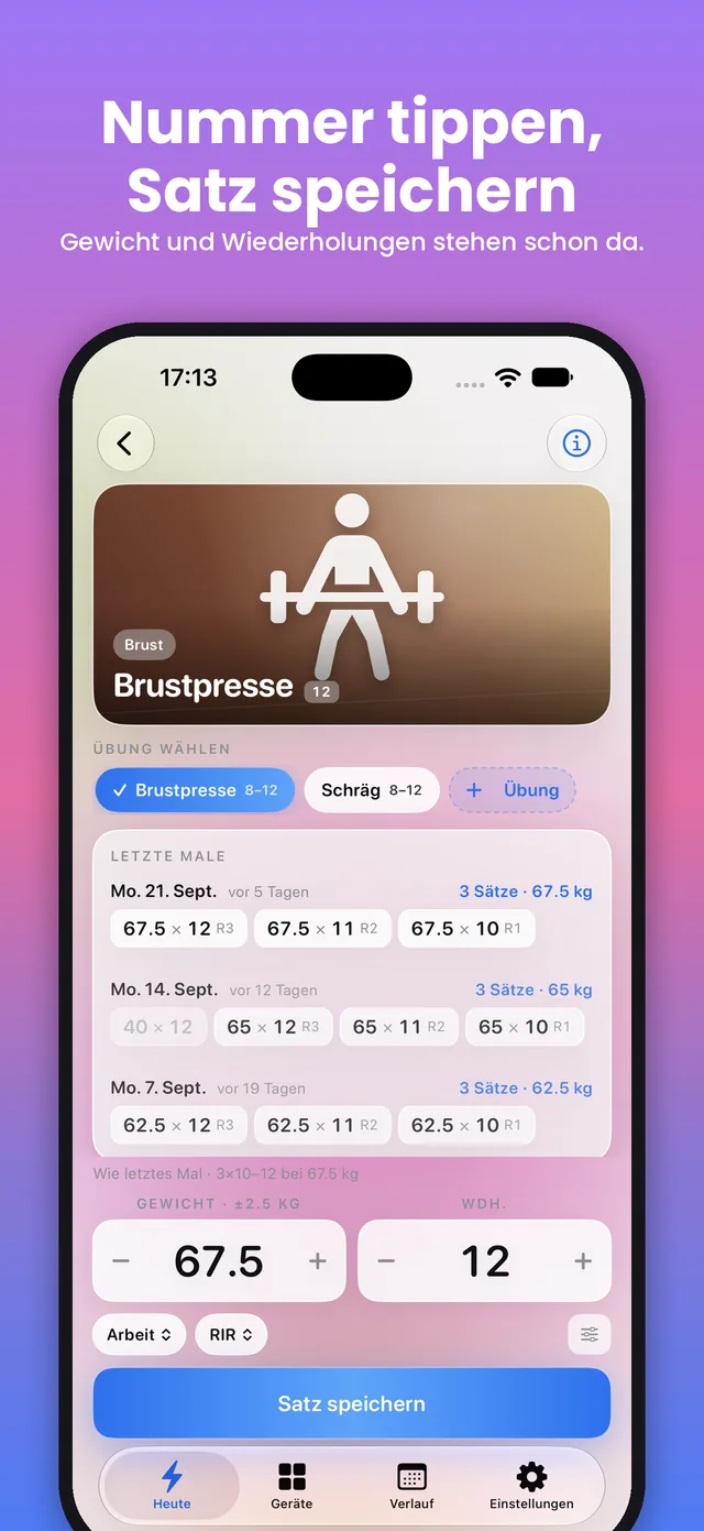 GymTracker: Satz erfassen